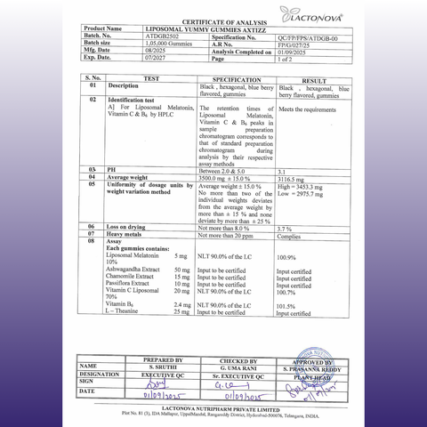 Avenzes Liposomal Yummy Gummies Axtizz (For good sleep)
