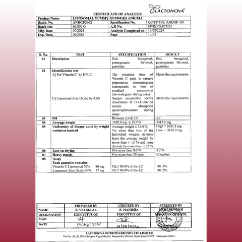 Avenzes Liposomal Yummy Gummies Anigma (Immunity Booster)