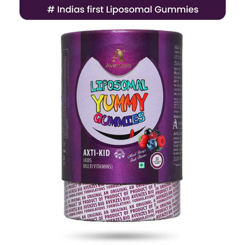 Avenzes Liposomal Yummy Gummies Axti-kid + SMRTI (Kids multi vitamins + Memory booster)