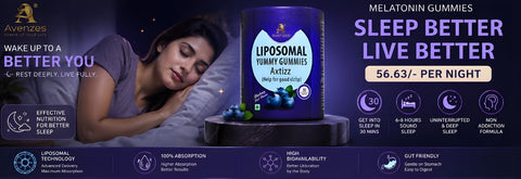 Avenzes Axtizz Liposomal Melatonin Gummies for better sleep, faster sleep onset, uninterrupted rest, and advanced liposomal absorption technology.