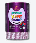 Avenzes Liposomal Yummy Gummies Axti-Kid multi-vitamins in mixed berry flavor for kids. The purple cylindrical packaging features colorful text and images of berries.