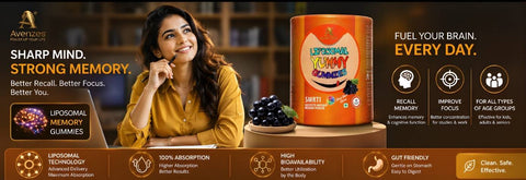 Avenzes Smrti Liposomal Memory Gummies with advanced liposomal technology to support memory, focus, cognitive function, and daily brain health.